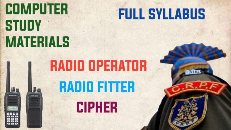COMPUTER STUDY MATERIAL FOR RADIO OPERATOR, CIPHER, RADIO FITTER