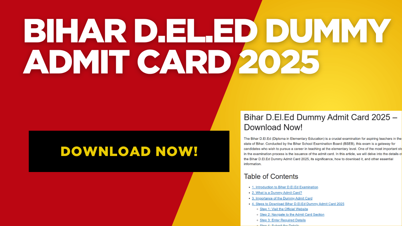 Bihar D.El.Ed Dummy Admit Card 2025