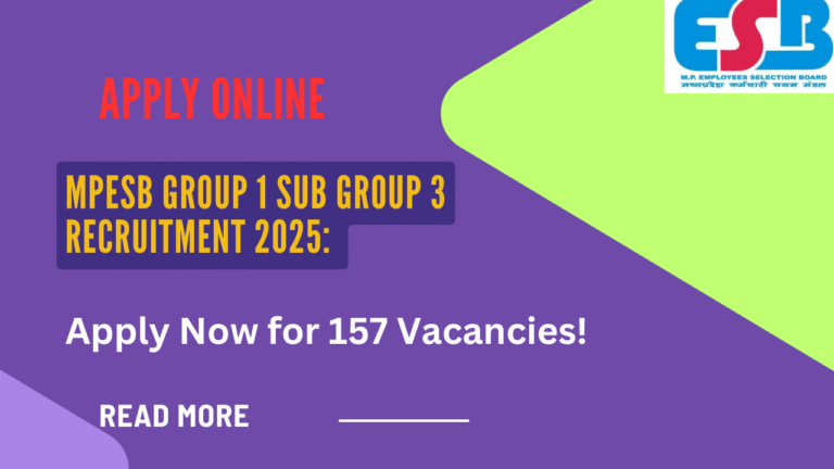 MPESB Group 1 Sub Group 3 Recruitment 2025